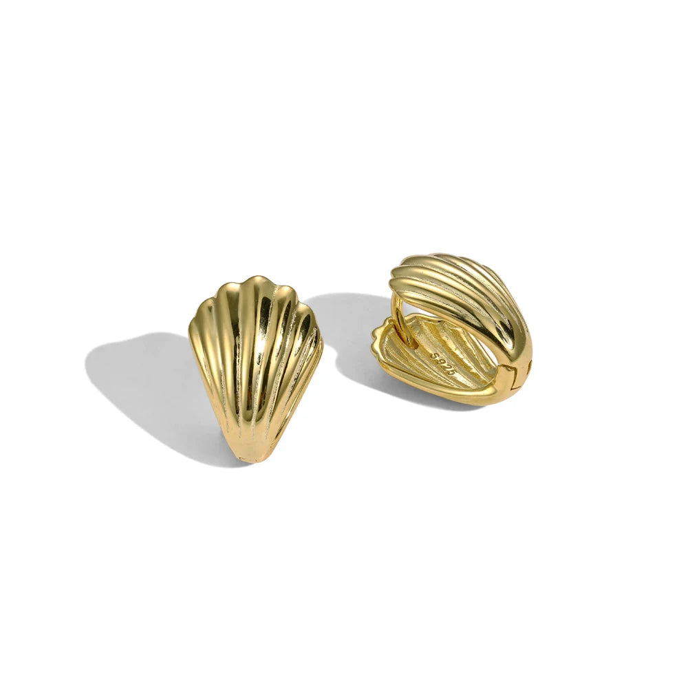 Silver Shell Huggie Earrings