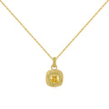 Silver Zircon Cushion Square Cut Halo Pendant Necklace