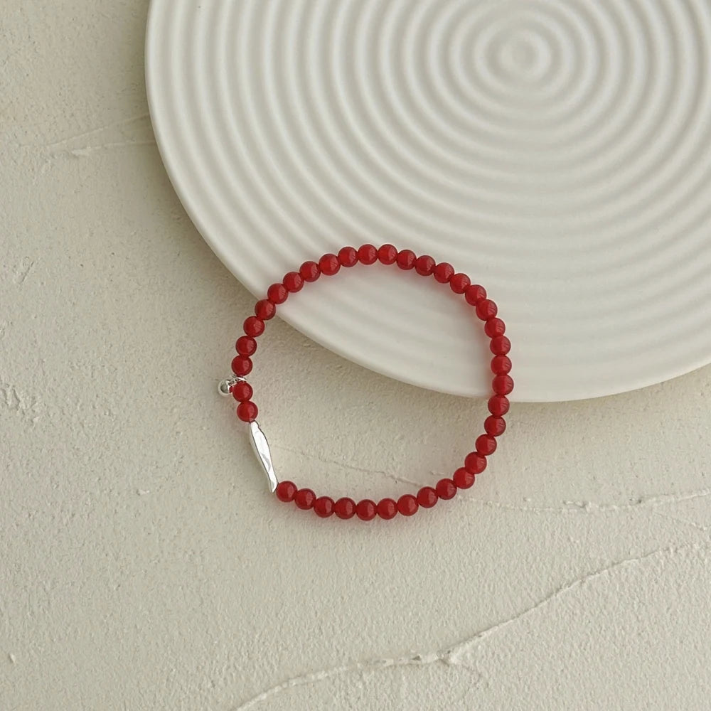 Silver Agate Round Cut Fish Beaded Bracelet