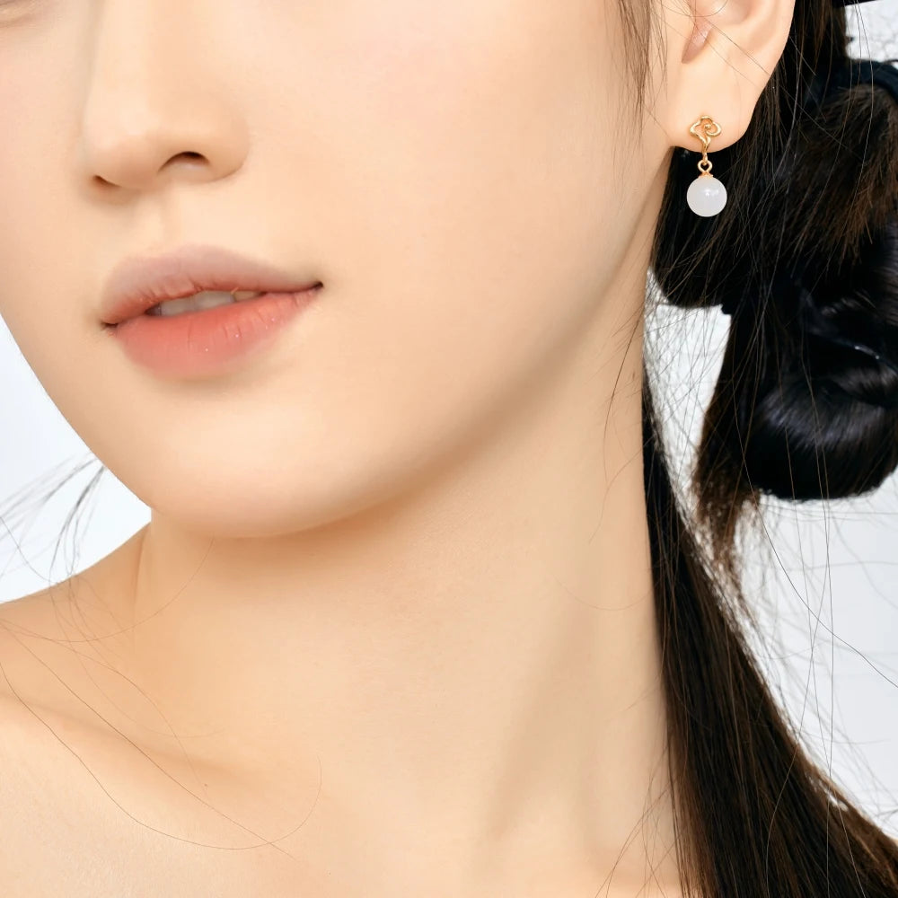 Silver Jade Clouds Drop Earrings