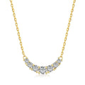 Silver Zircon Round Cut Smile Bar Necklace