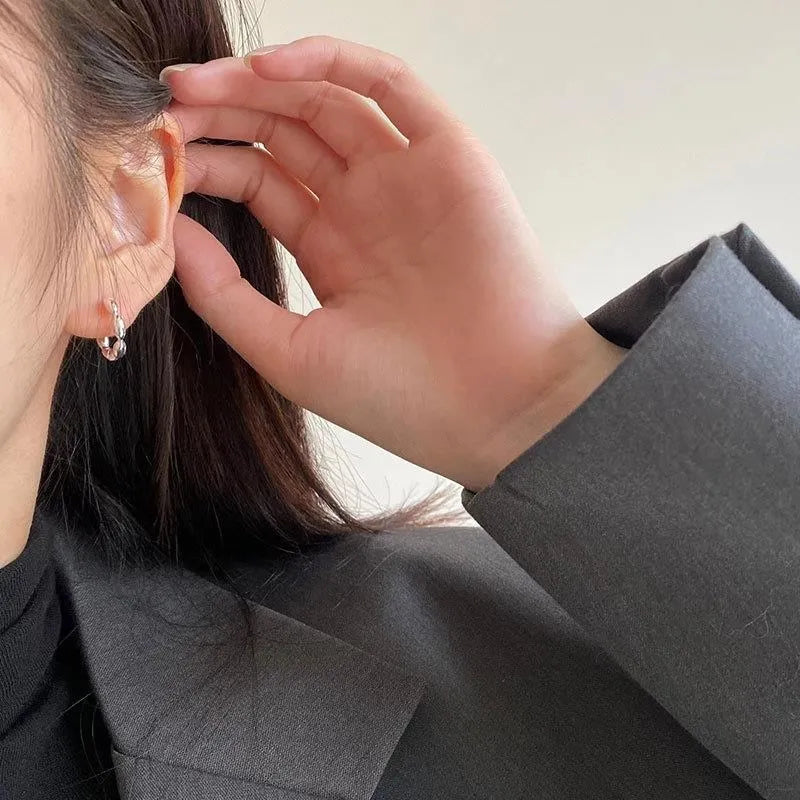 Silver Beaded Ear Hoops