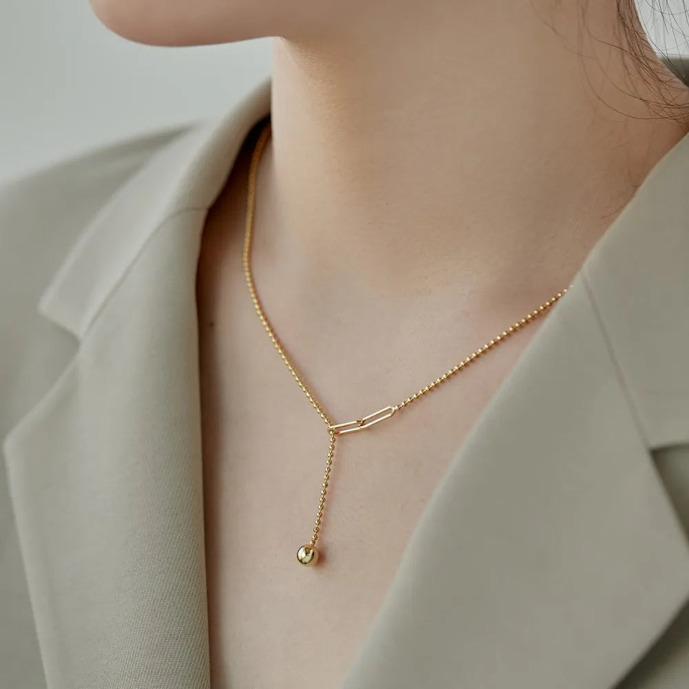 Silver Paper Clip Pendant Necklace