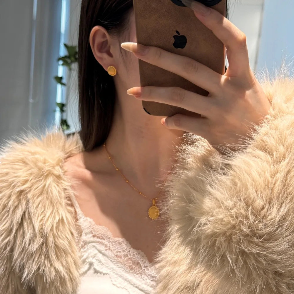 Silver Framed Ear Studs