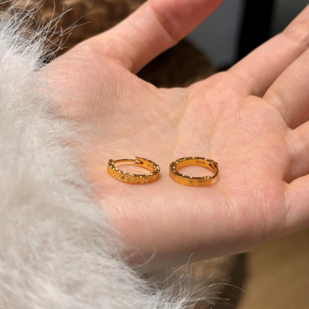 Silver Textured Ear Hoops