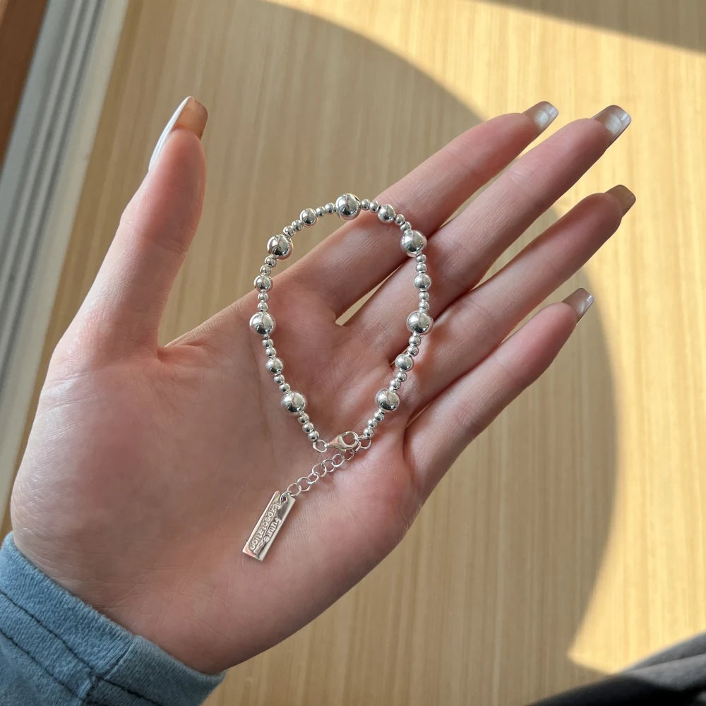 Silver Bangles Beaded Bracelet