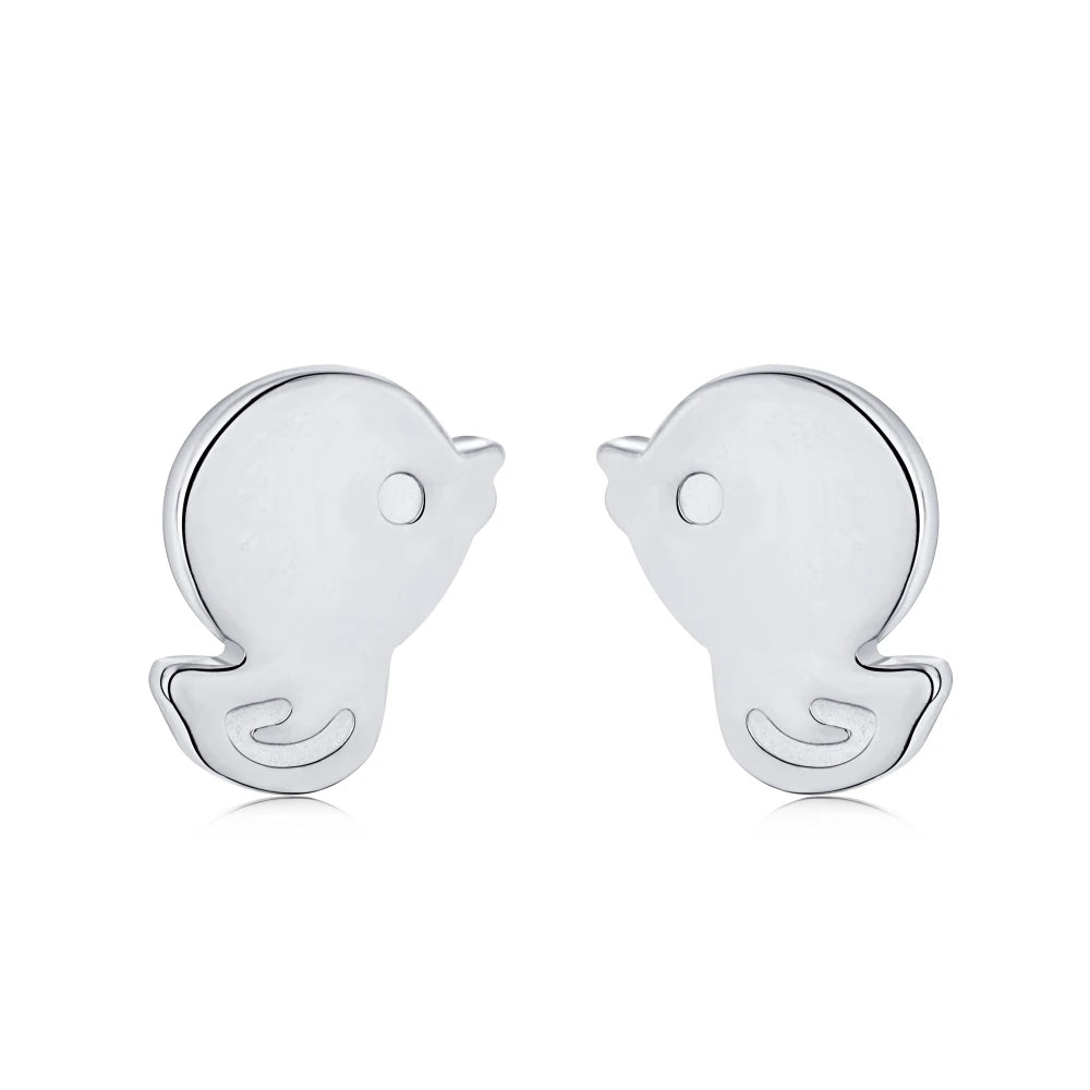 Silver Duck Ear Studs