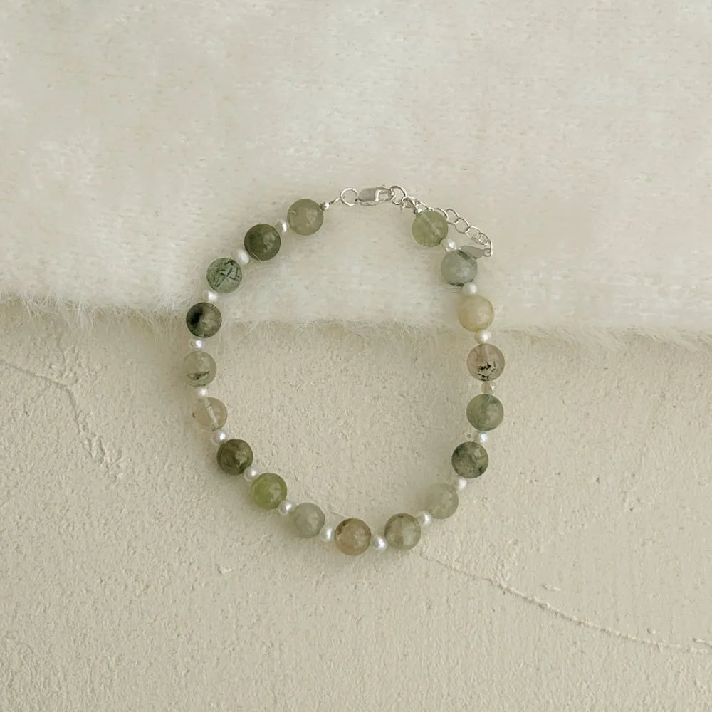 Silver Crystal Round Cut Simple Beaded Bracelet