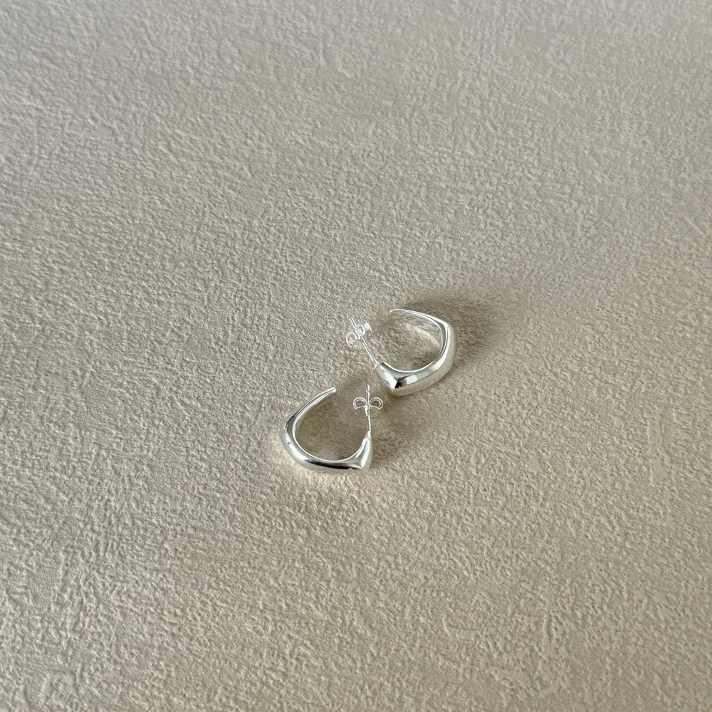 Silver Brushed Hook Ear Hoops