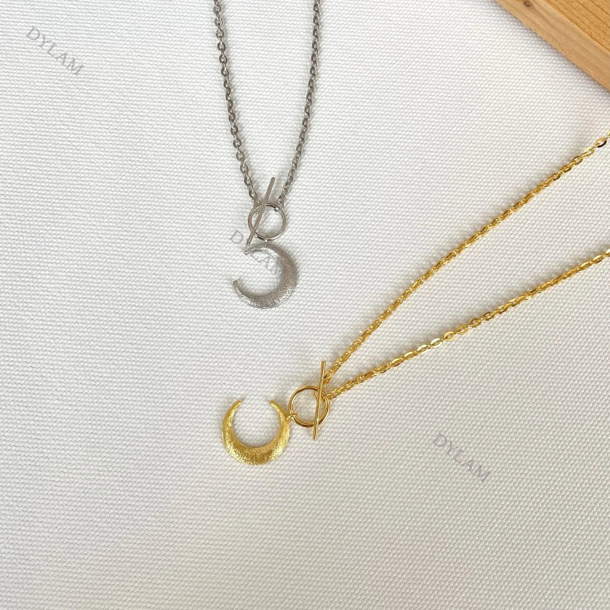 Silver Crescent Pendant Necklace