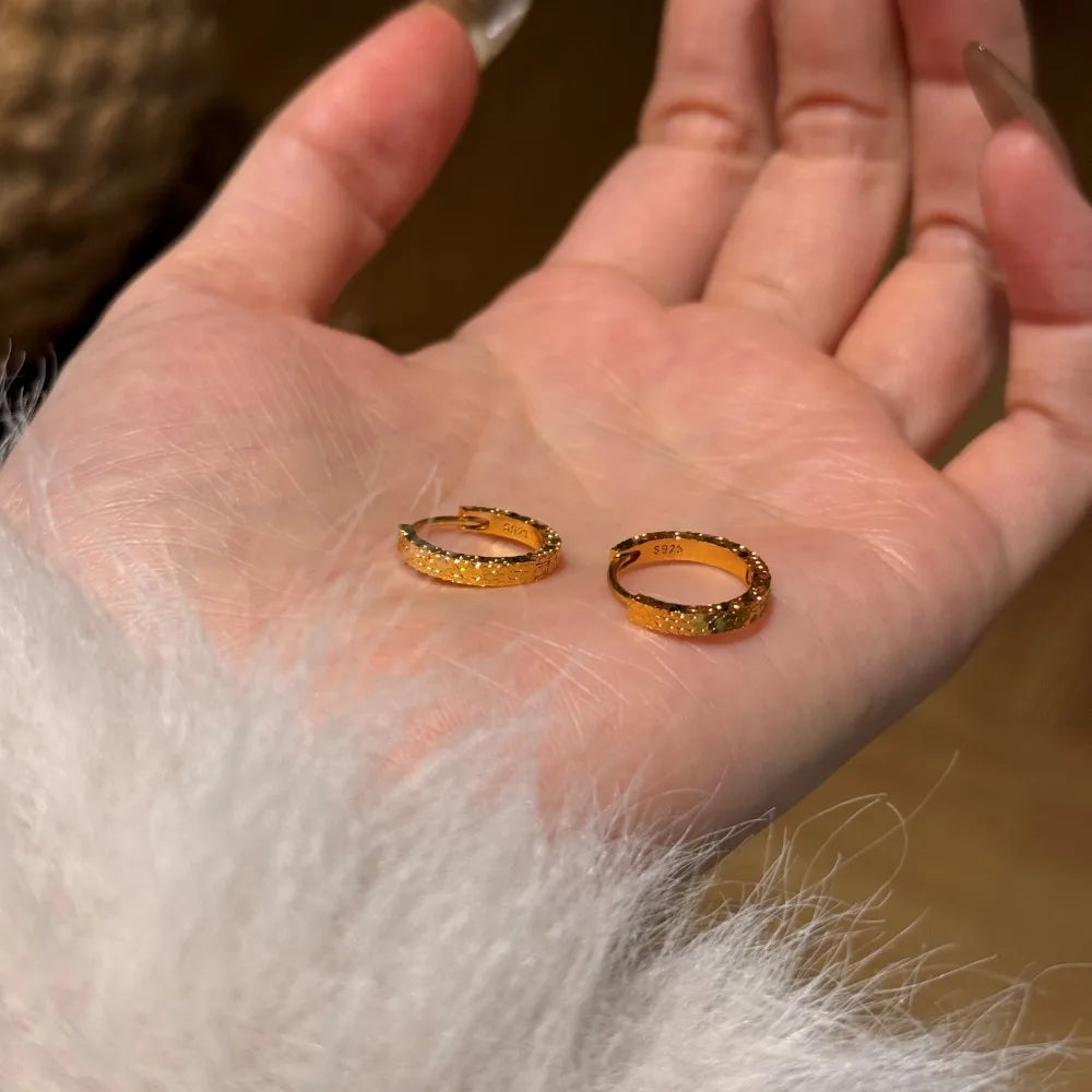 Silver Textured Ear Hoops