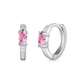 Silver Zircon Marquise Cut Brushed Huggie Earrings