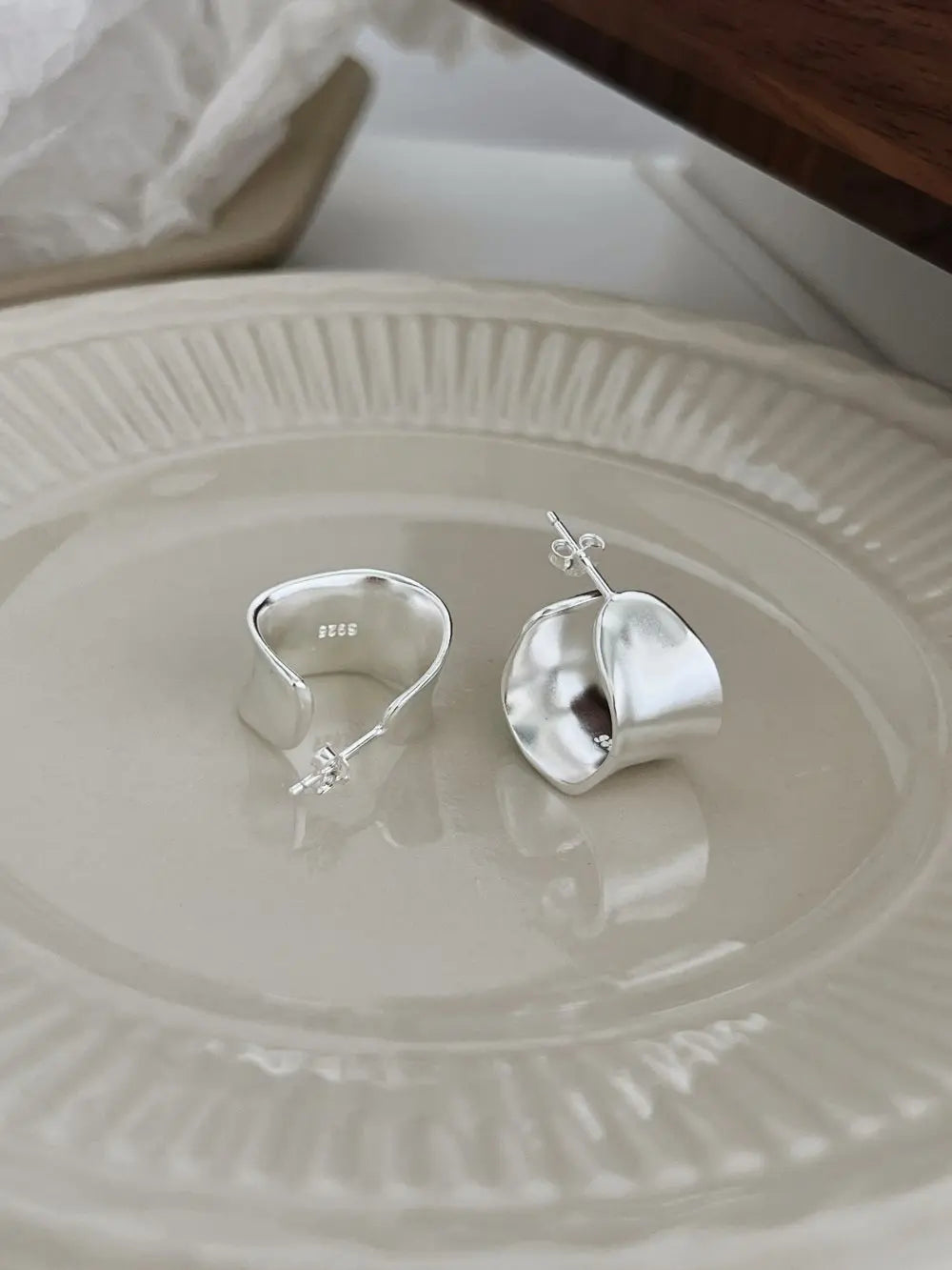 Silver Chunky Tube Ear Hoops