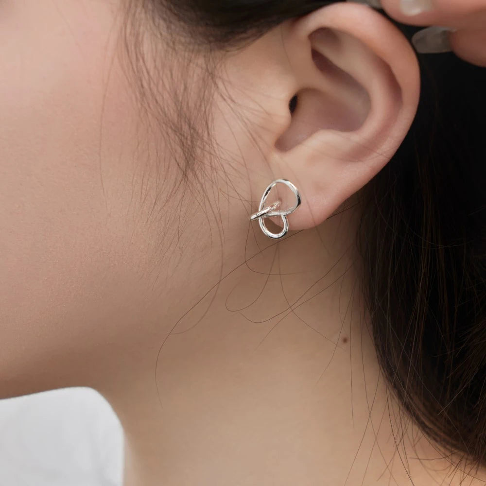 Silver Twisted Curved Ear Studs