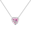 Silver Zircon Heart Cut Wrapped Pendant Necklace