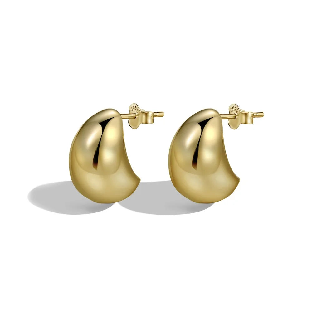 Silver Chunky Water Drop Ear Studs