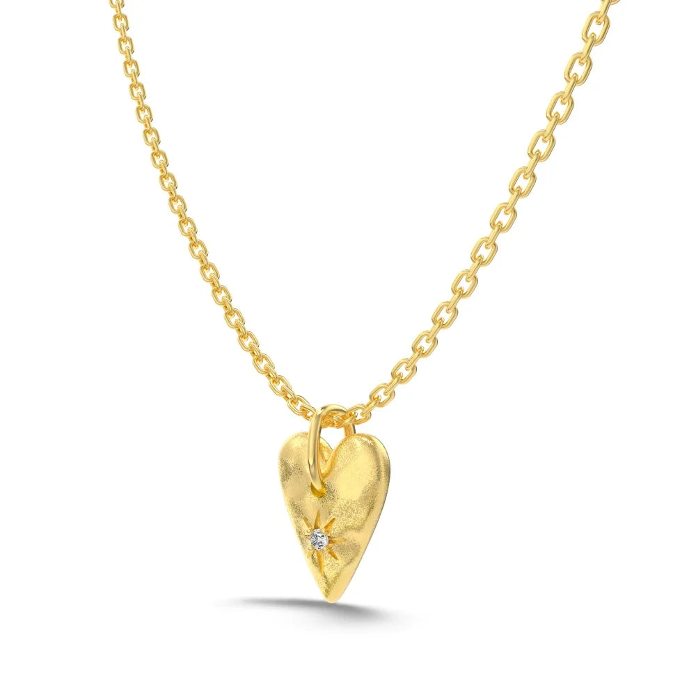 Silver Zircon Round Cut Melting Heart Pendant Necklace