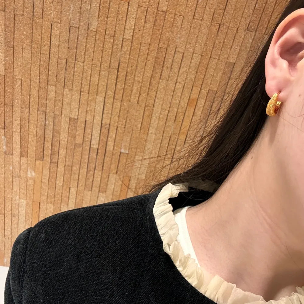 Silver Zircon Round Cut Wheat Ear Hoops