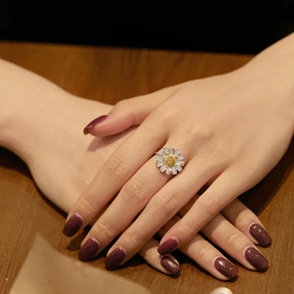Silver Zircon Cushion Square Cut Halo Sunflower Ear Studs