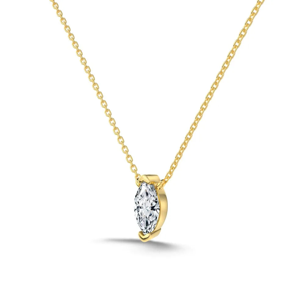 Silver Zircon Marquise Cut Single Pendant Necklace