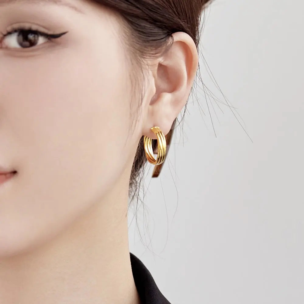 Silver Twisted Layered Hook Ear Hoops