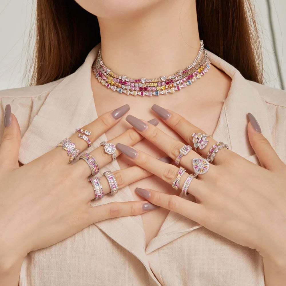 Silver Zircon Baguette Cut Inlaid Tennis Necklace