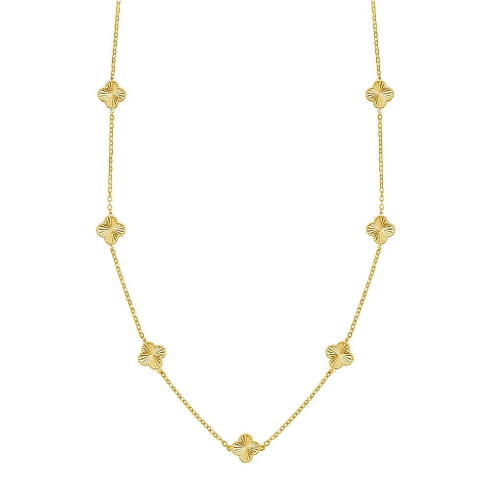 Silver Small Layered Clover Chain Necklace
