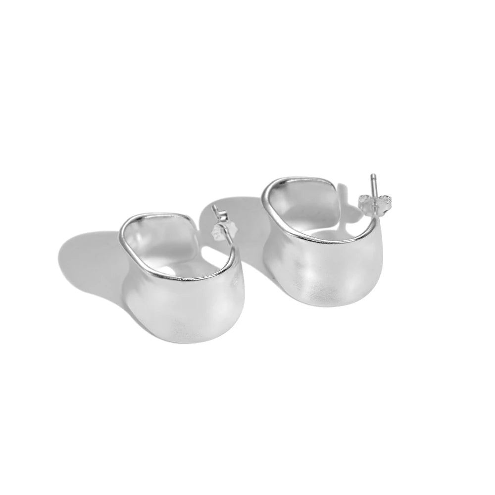 Silver Chunky Tube Ear Hoops