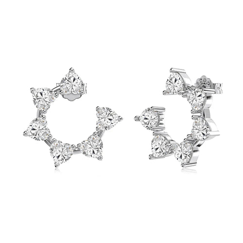 Silver Zircon Heart Cut Sunshine Ear Studs
