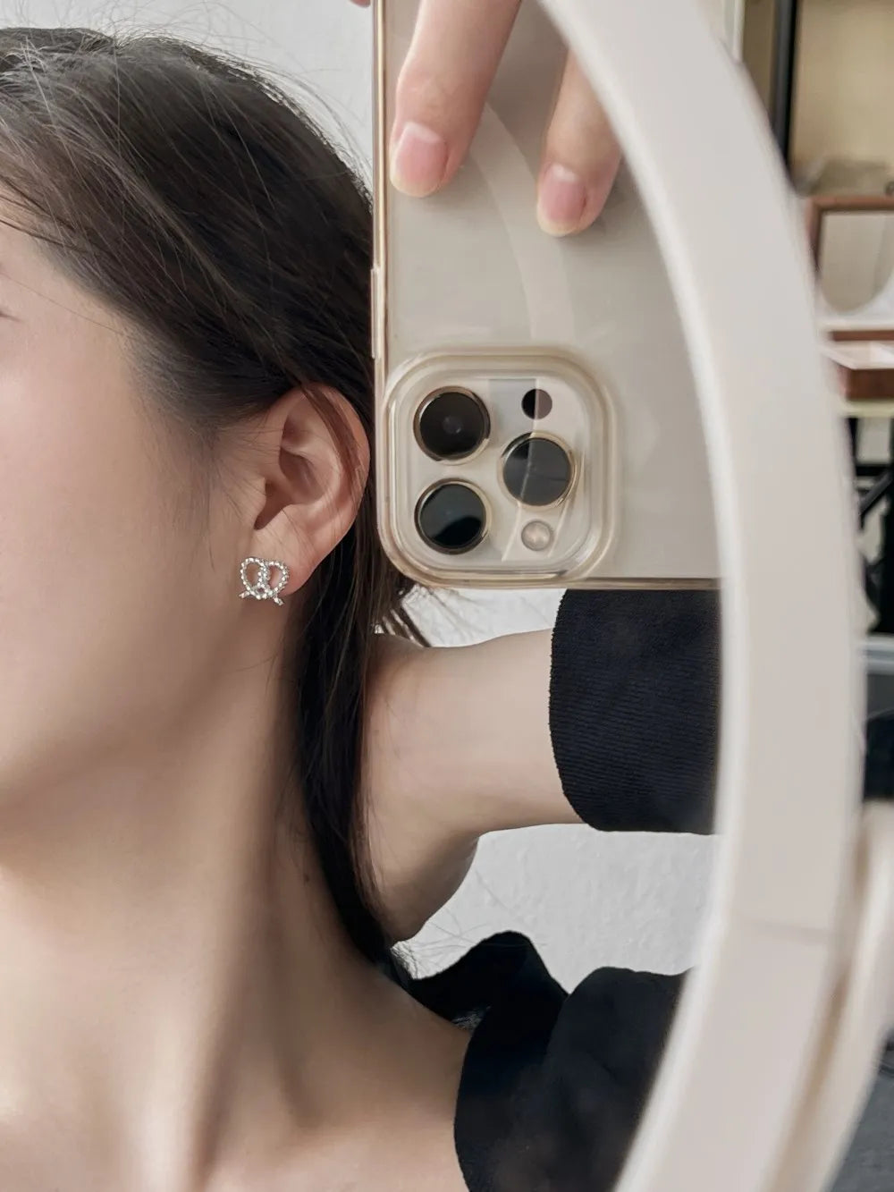 Silver Twisted Pretzel Ear Studs