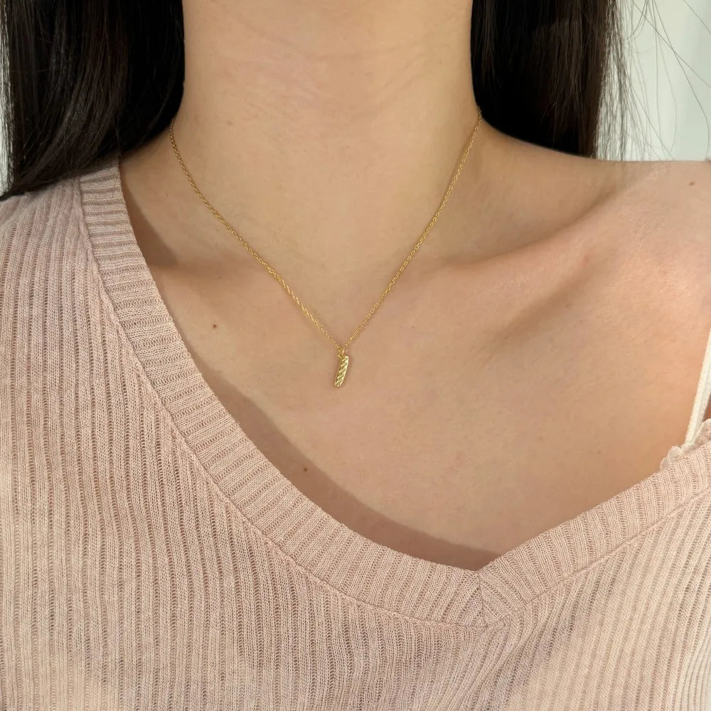 Silver Bread Pendant Necklace