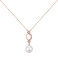 Silver Pearl Twisted Pendant Necklace