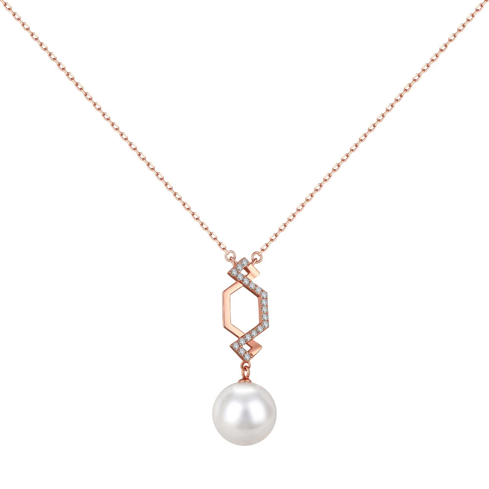 Silver Pearl Twisted Pendant Necklace