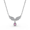 Silver Zircon Pear Cut Wings Waterdrop Pendant Necklace