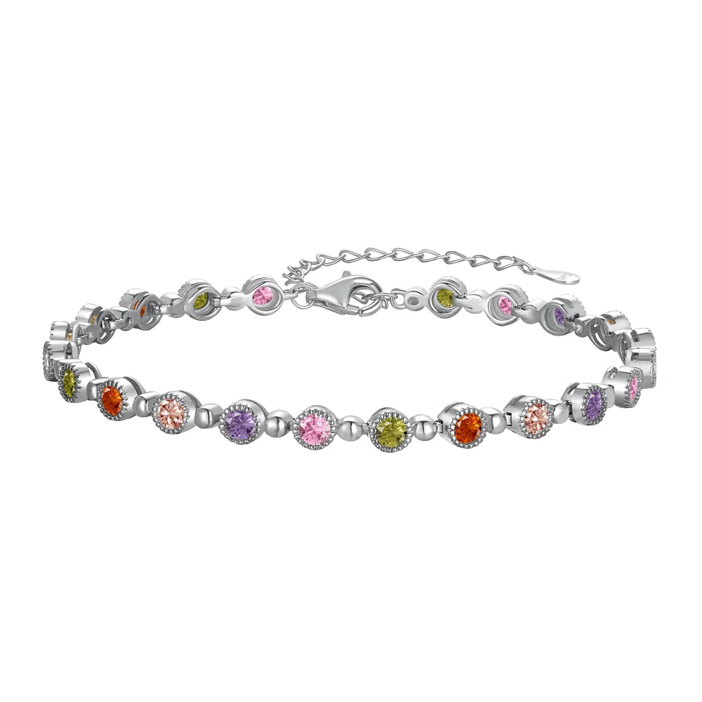 Silver Zircon Round Cut Circle Tennis Bracelet