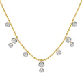 Silver Zircon Round Cut Stacked Tassel Chain Necklace