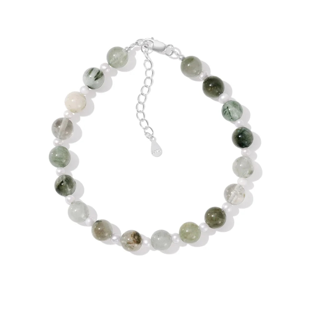 Silver Crystal Round Cut Simple Beaded Bracelet