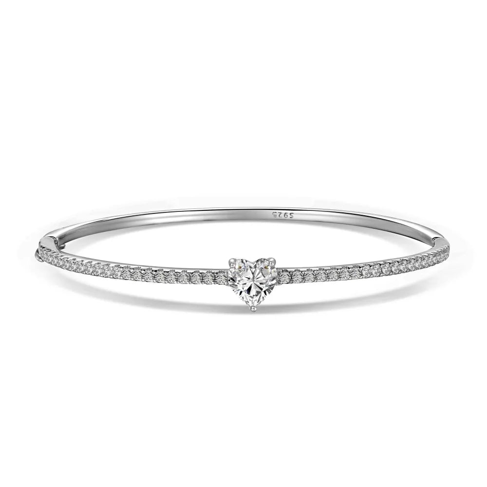 Silver Zircon Heart Cut Iced Tennis Bracelet