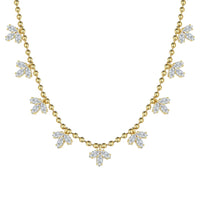 Silver Zircon Marquise Cut Bay Leaf Chain Necklace