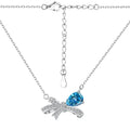 Silver Zircon Pear Cut Bow Knot Pendant Necklace