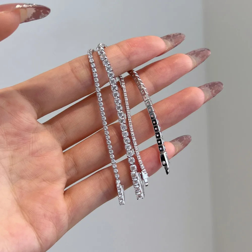 Silver Zircon Round Cut Cubic Tennis Bracelet