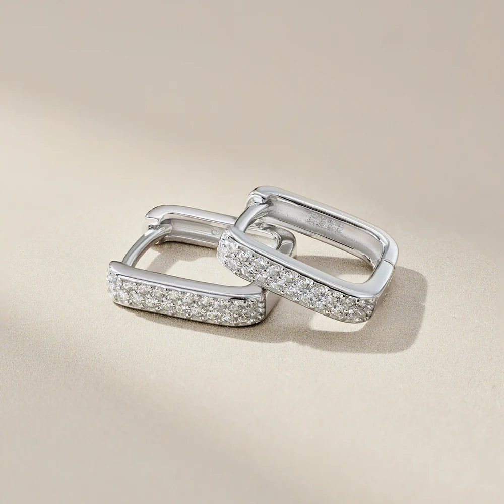 Silver Zircon Round Cut Iced Huggie Earrings