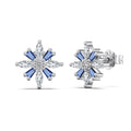 Silver Zircon Tapered Baguette Cut Snowflake Ear Studs