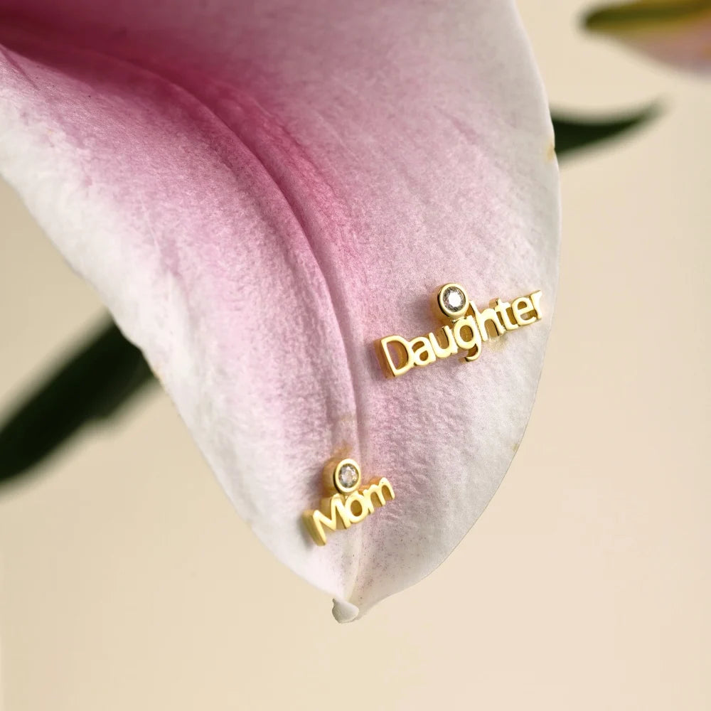 Silver Zircon Round Cut Mom And Daughter Ear Studs