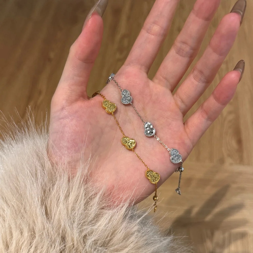 Silver Brushed Gourd Charm Bracelet