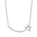 Silver Zircon Round Cut Star Bar Necklace