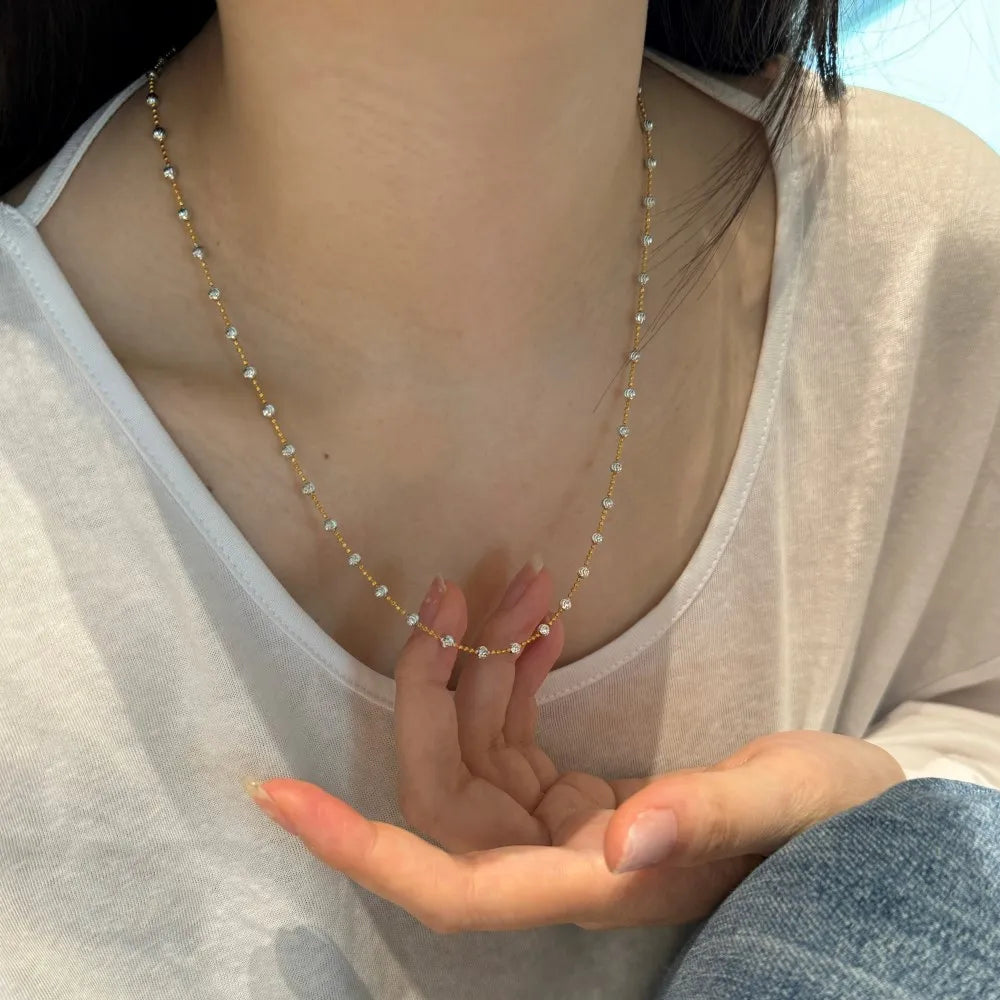 Silver Layered Disc Beaded Necklace