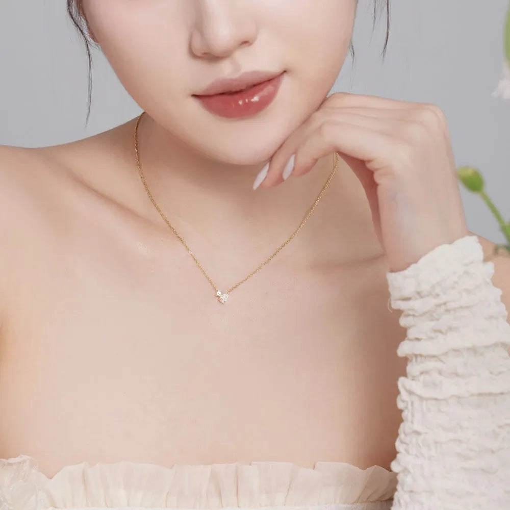 Silver Zircon Round Cut Toi Et Moi Pendant Necklace