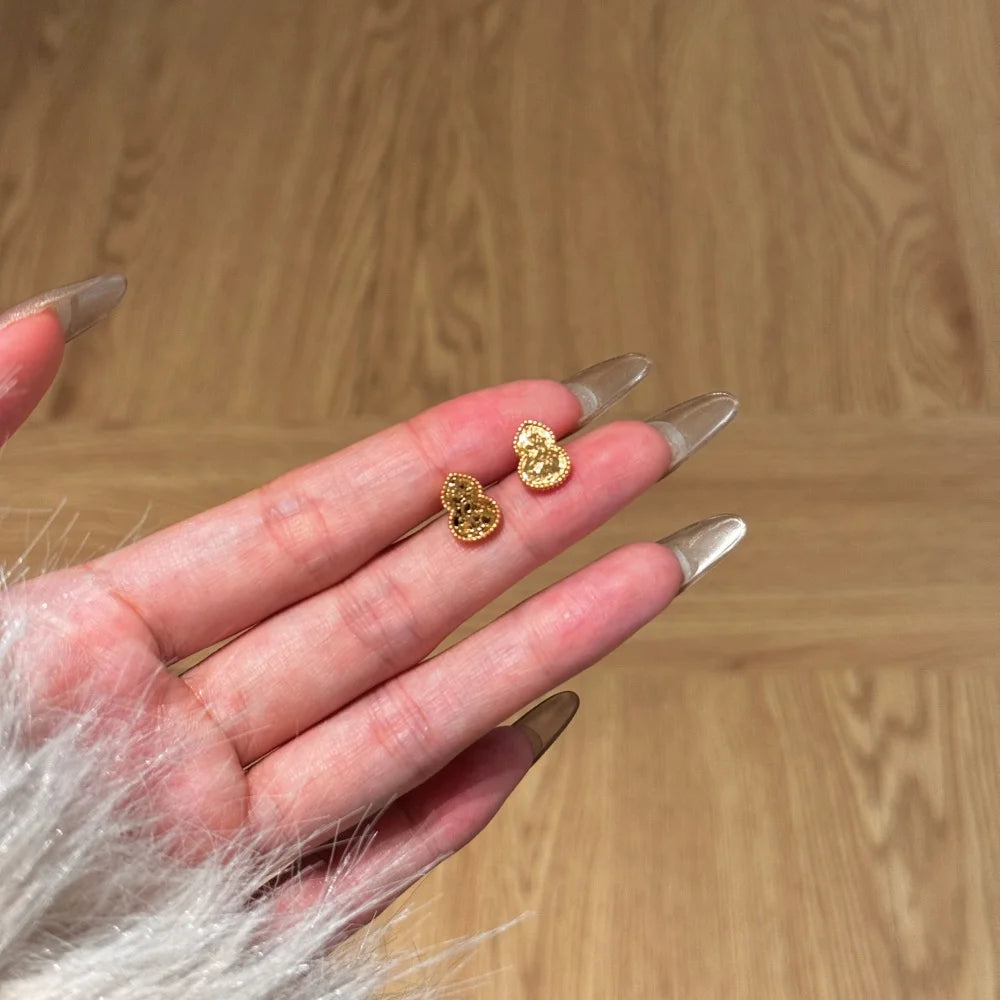 Silver Brushed Gourd Ear Studs