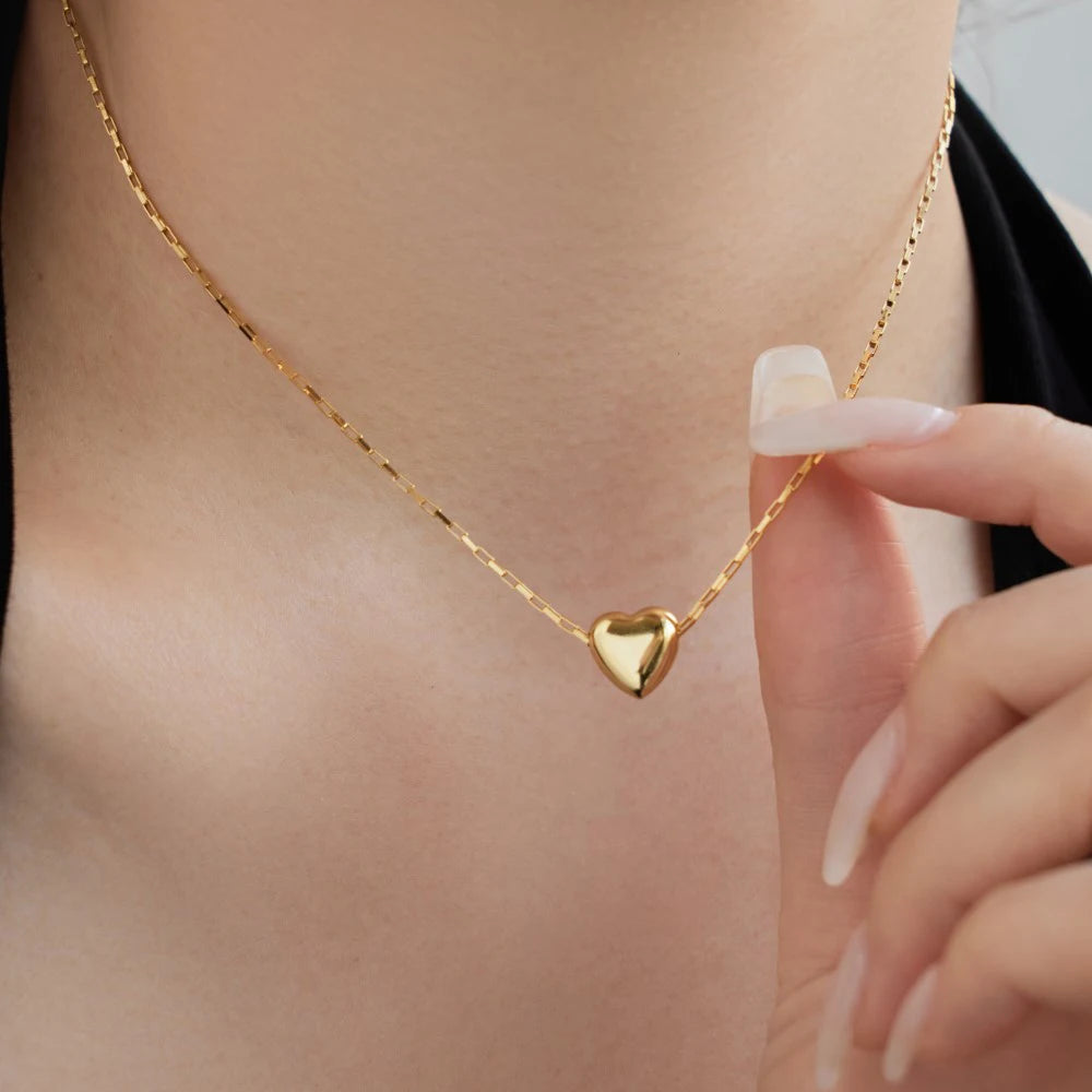 Silver Box Heart Pendant Necklace